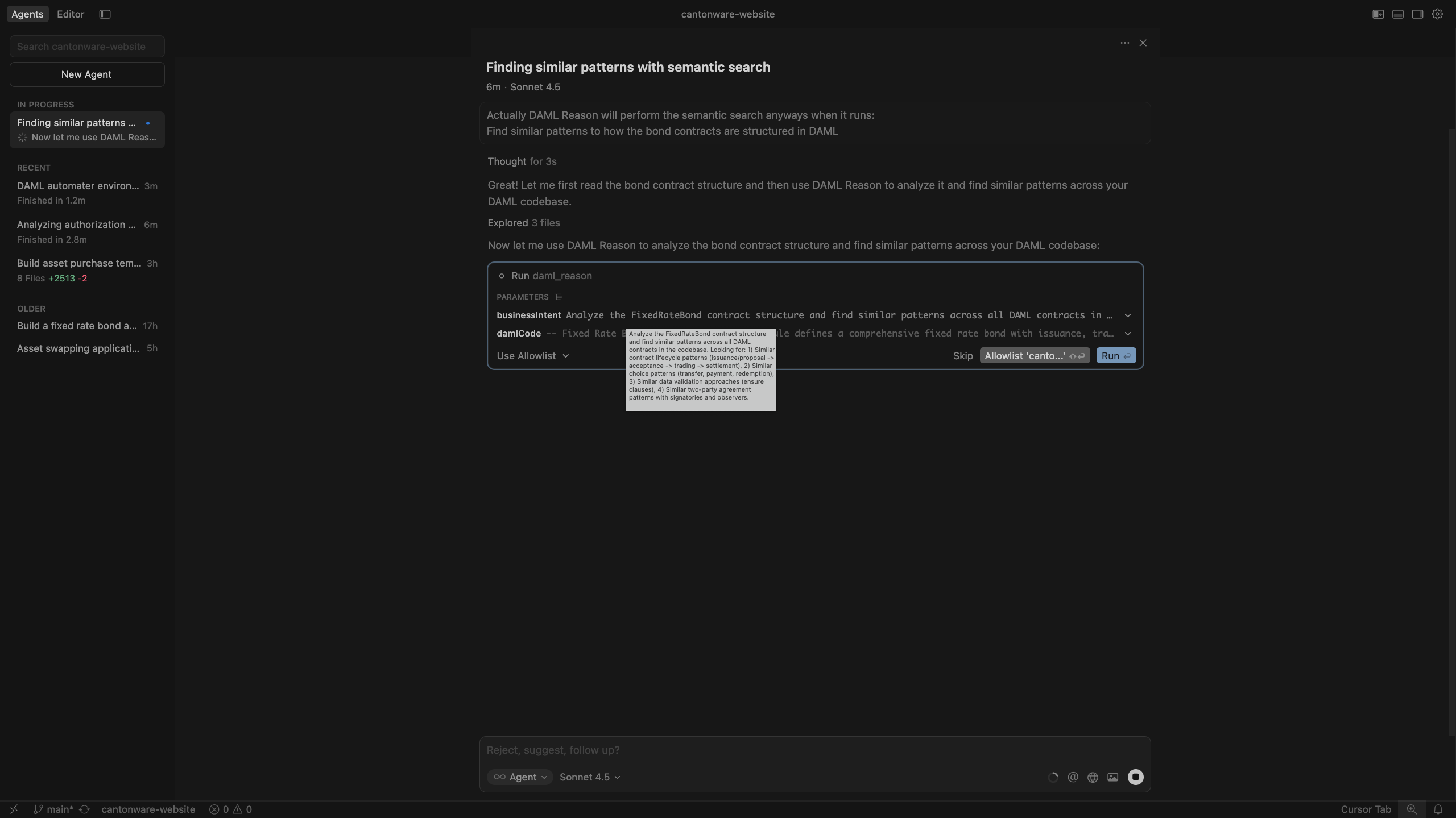 Semantic search finding similar patterns